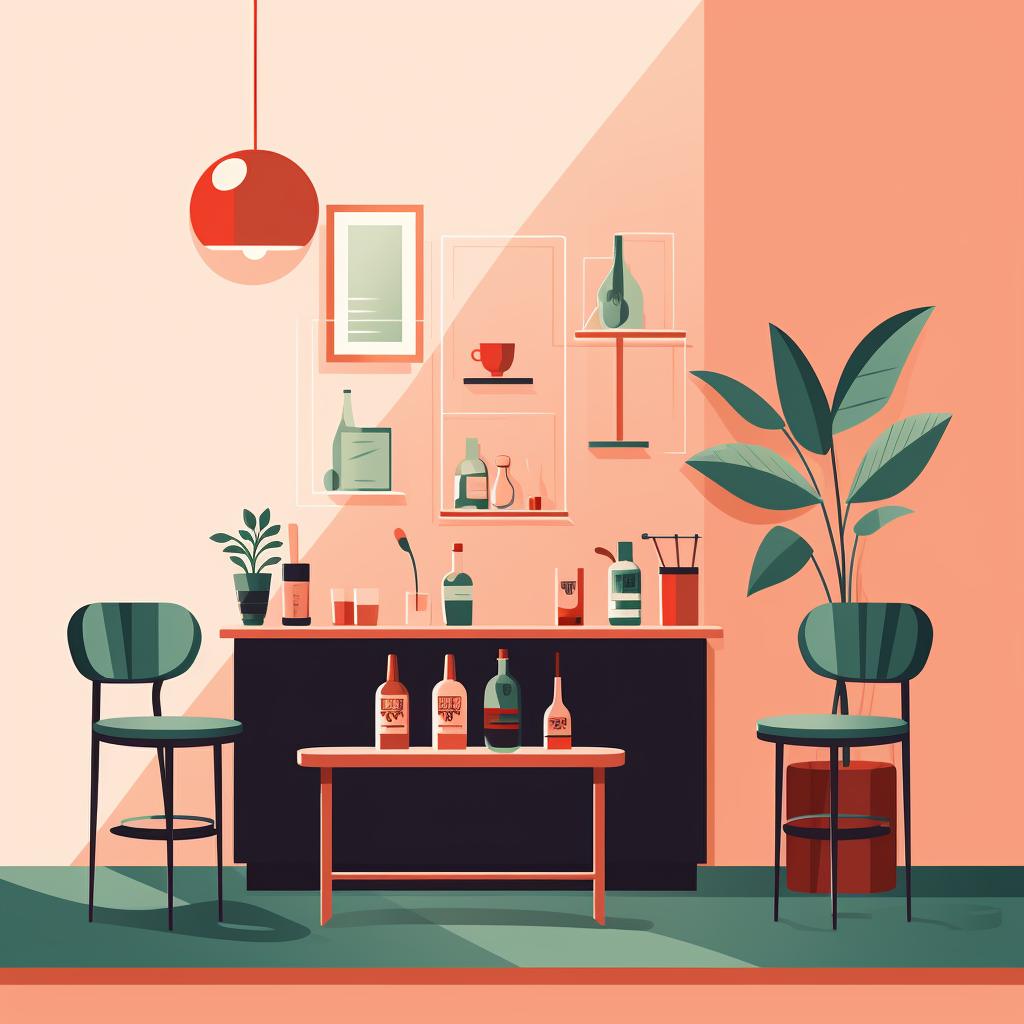 A corner of a room set up as a mocktail bar