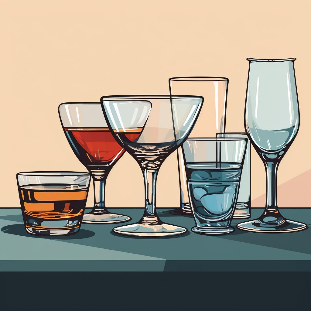 Assorted elegant glassware on a table